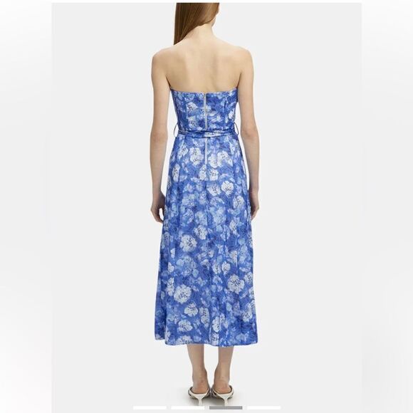 Bardot Vibrant Floral Midi Dress Blue Corset Bustier Sundress Sz XL - Picture 3 of 14
